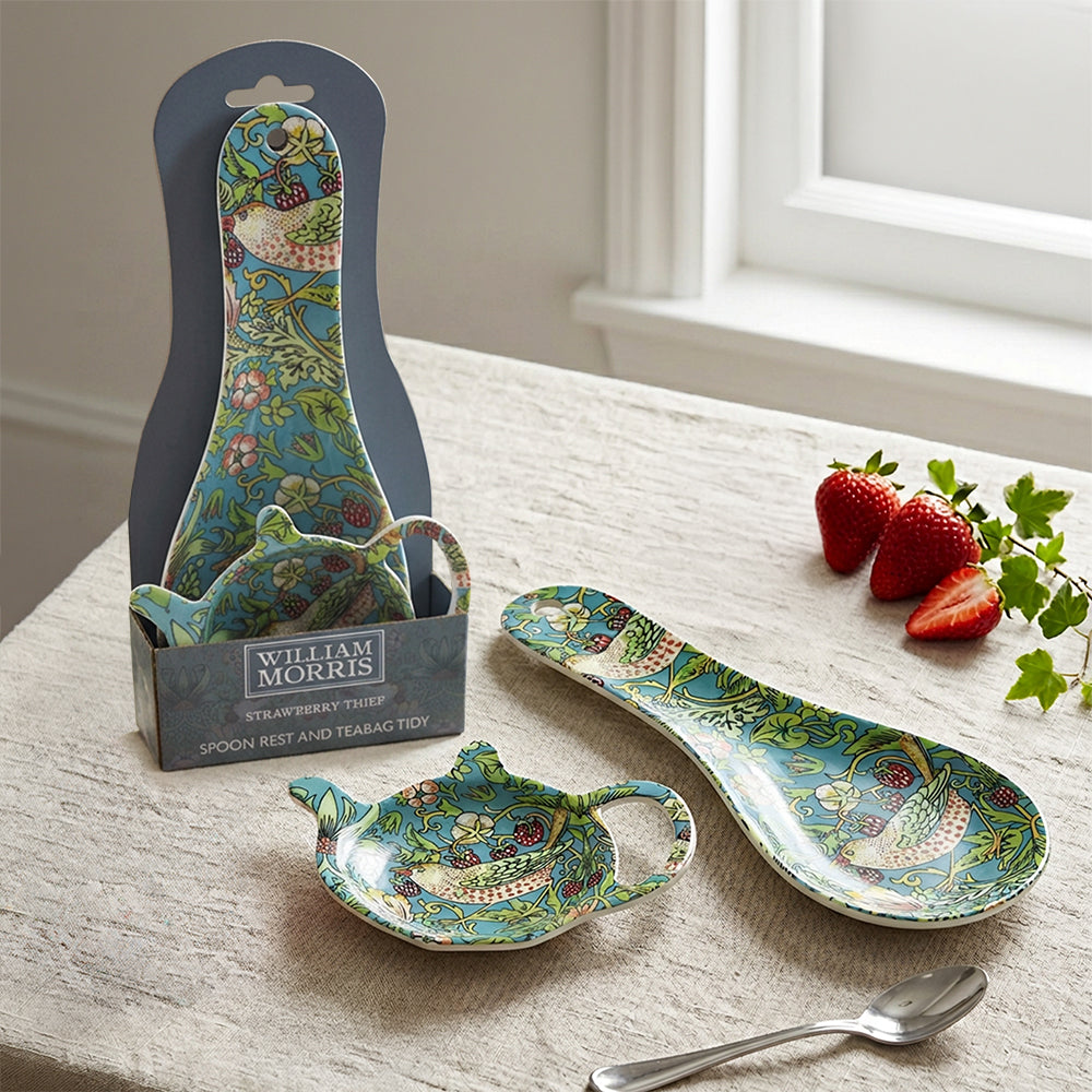 Strawberry Thief Spoon Rest and Tea Tidy Set